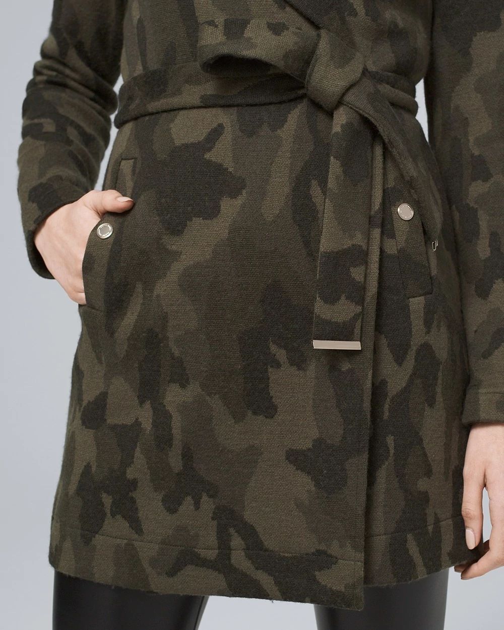 Long Sleeve Plaid Sweater Coat