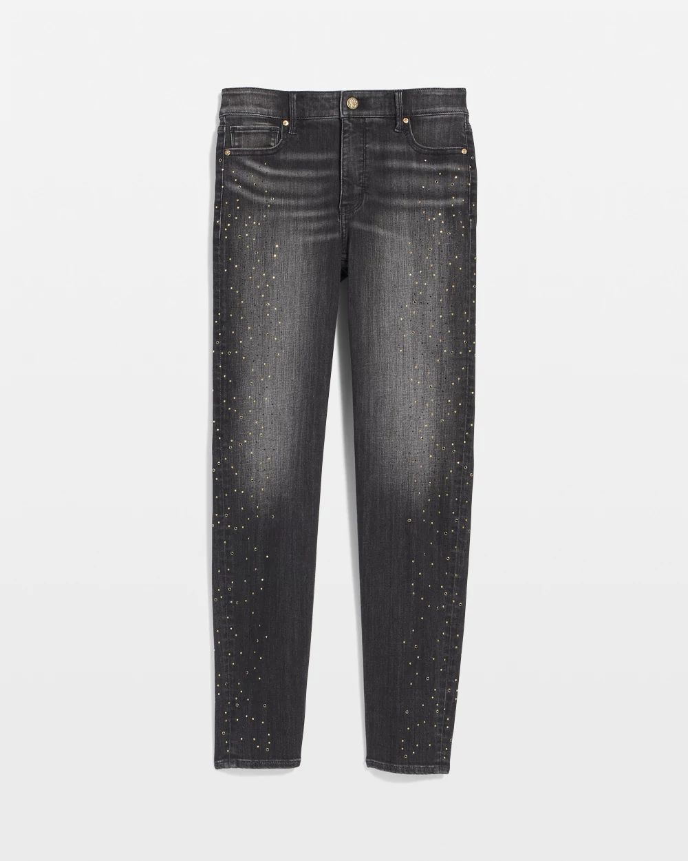 High-Rise Embellished Slim Ankle Jeans click to view larger image.