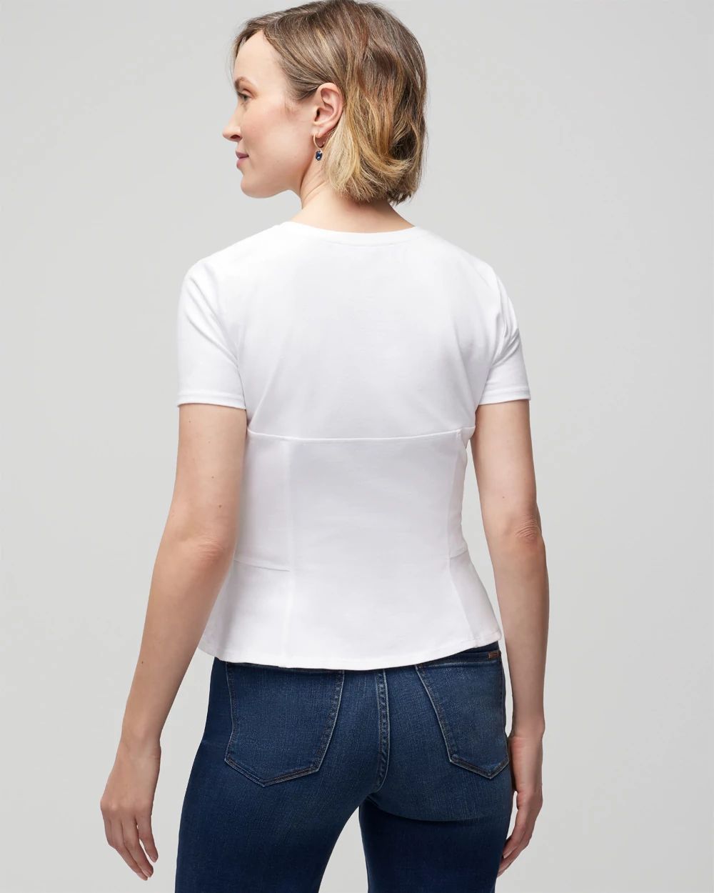 Short Sleeve Seamed Peplum Tee