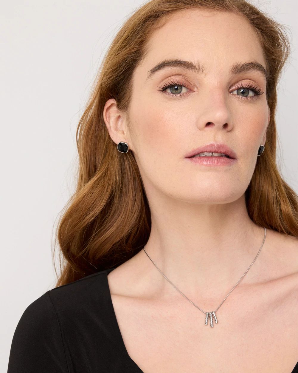 Black Glass Stud Earrings