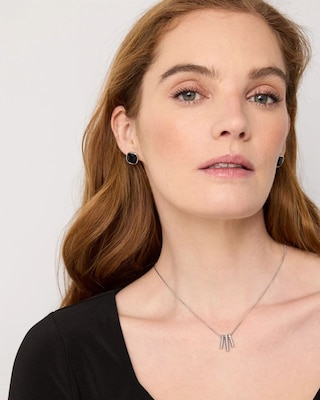 Black Glass Stud Earrings