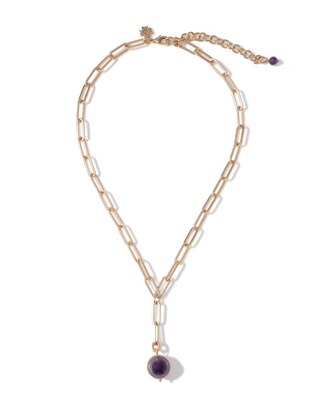 Gold Amethyst Sphere Necklace