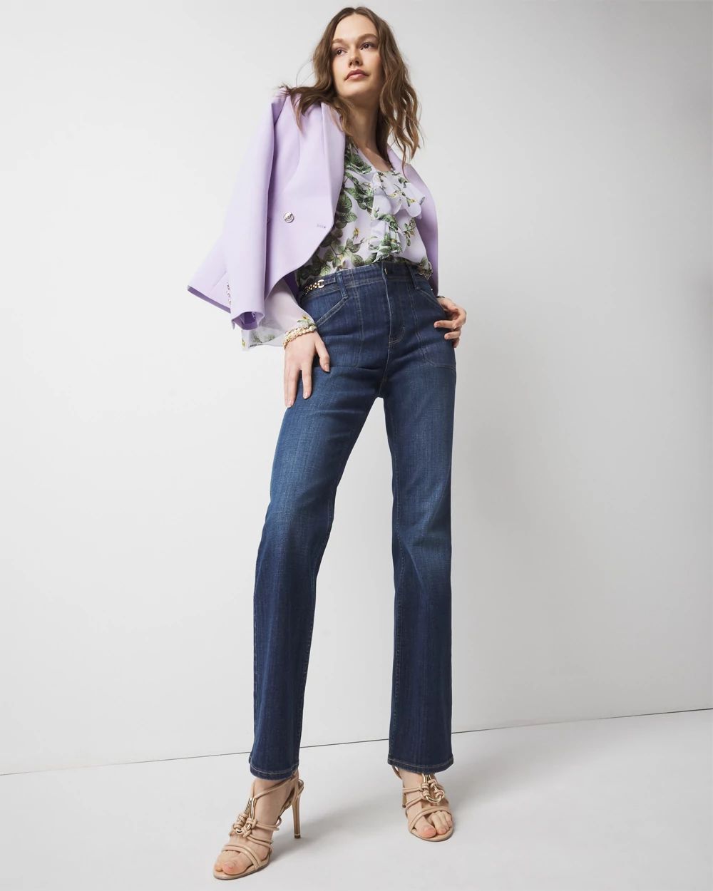 Chain Detail High-Rise Bootcut Jean