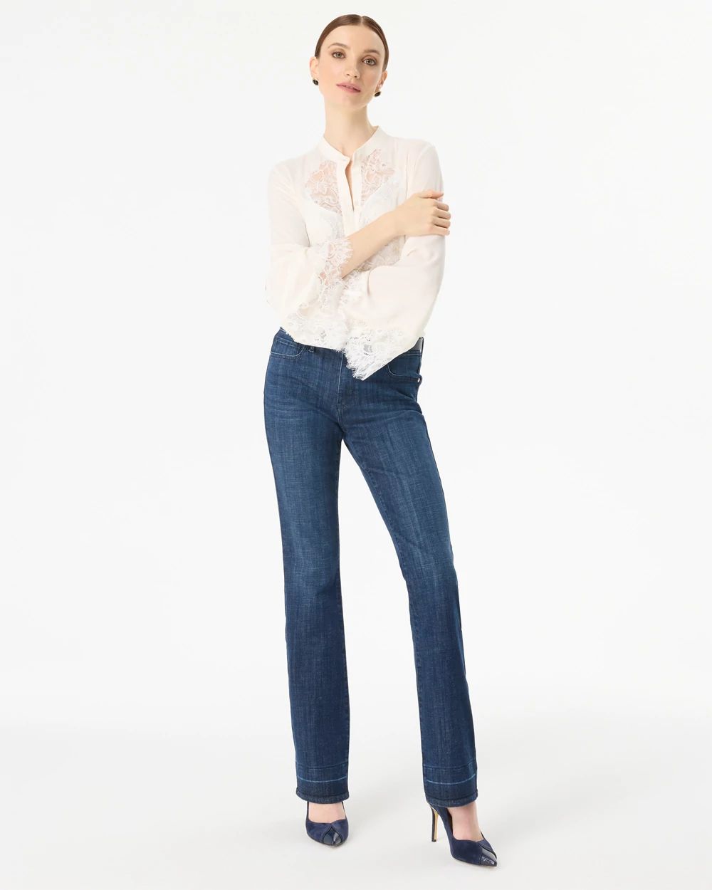 Release Hem Mid-Rise Bootcut Jeans click to view larger image.