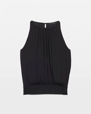 Sleeveless Halter Smocked Bottom Top