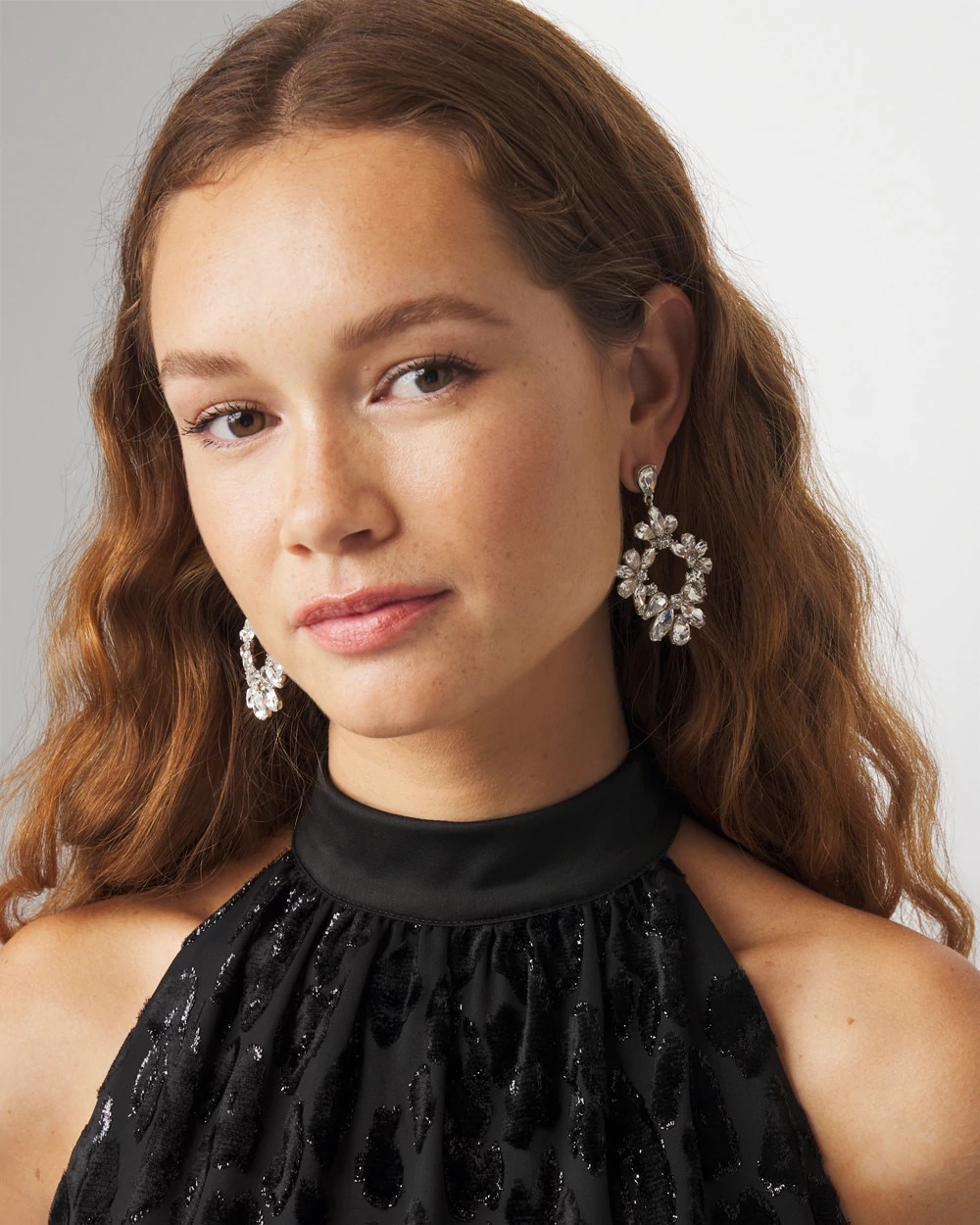 Crystal Statement Drop Earrings - image 1