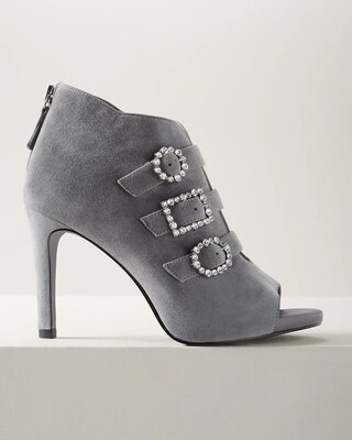 Open Toe Gem Buckle Booties