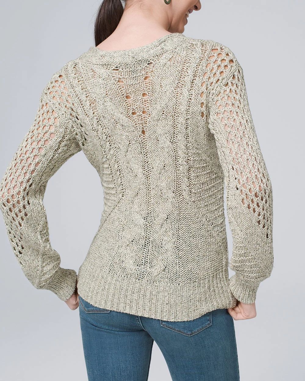 Stitchy Marled Pullover Sweater click to view larger image.