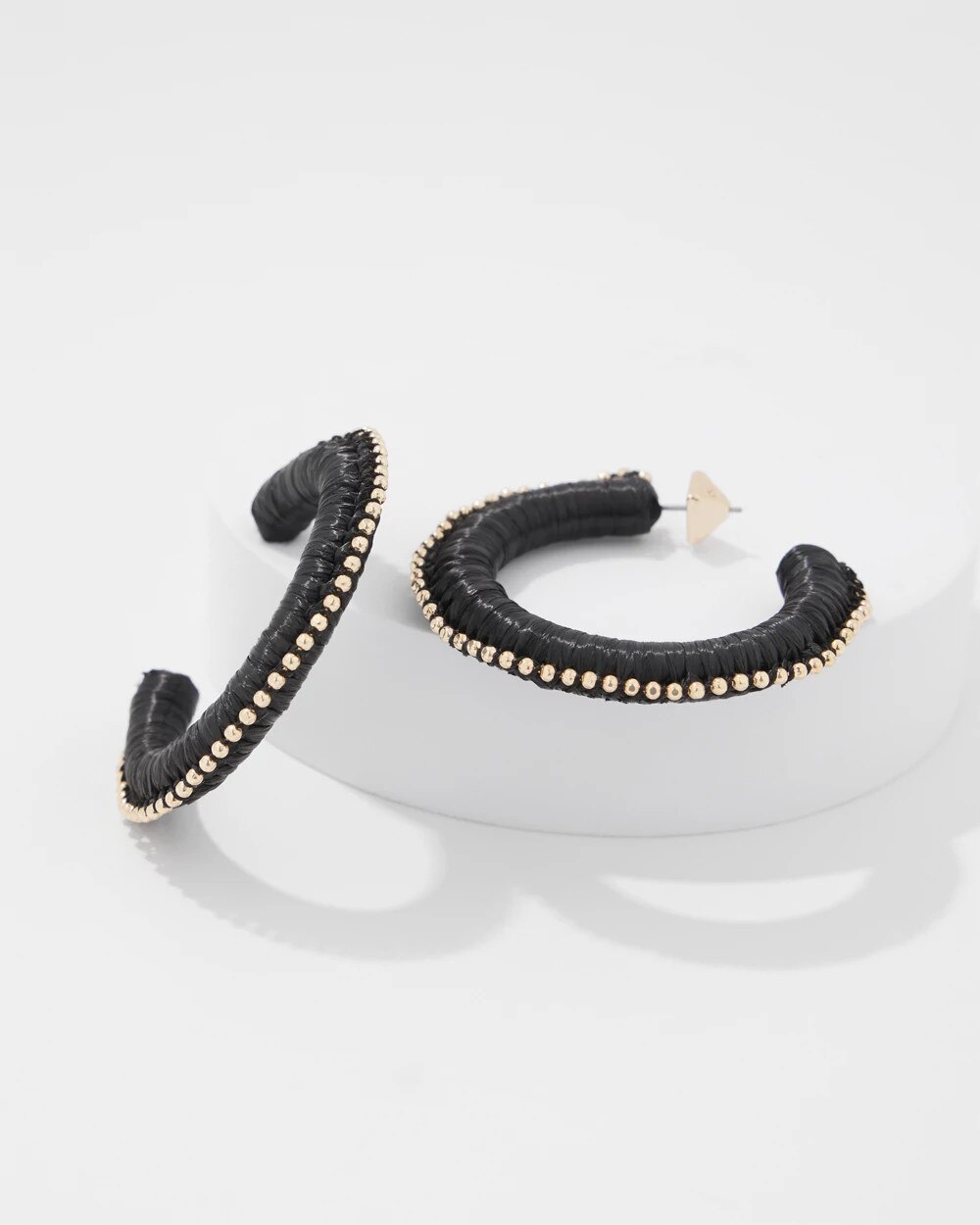 Gold + Black Raffia Hoop Earrings