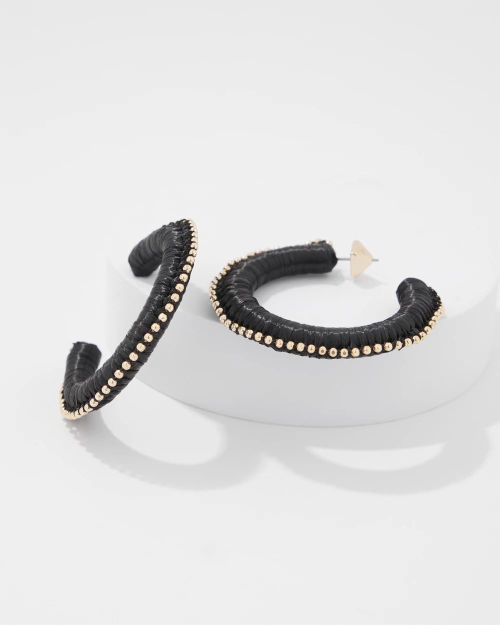 Gold + Black Raffia Hoop Earrings