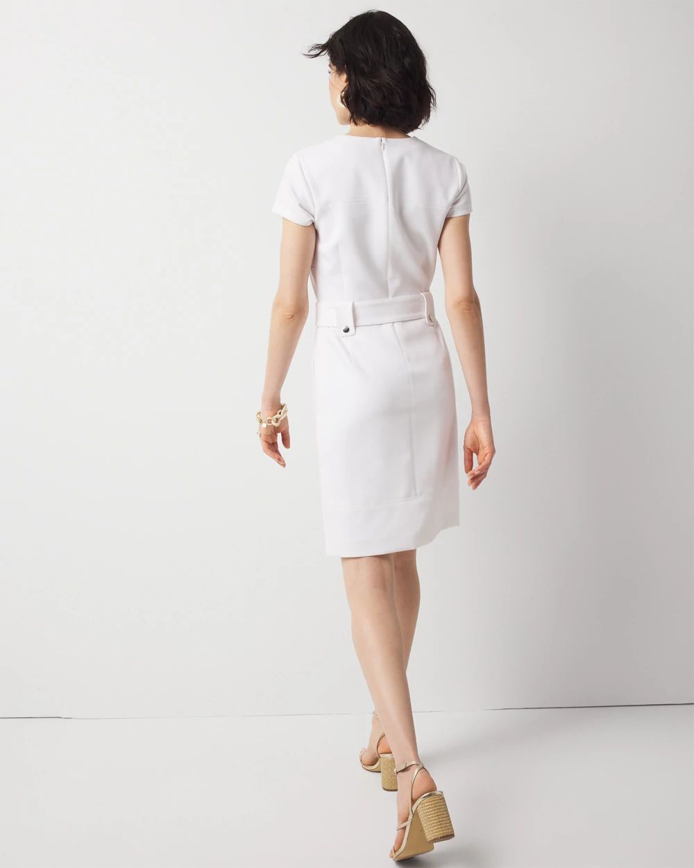 Belted Ponte Shirt Dress
