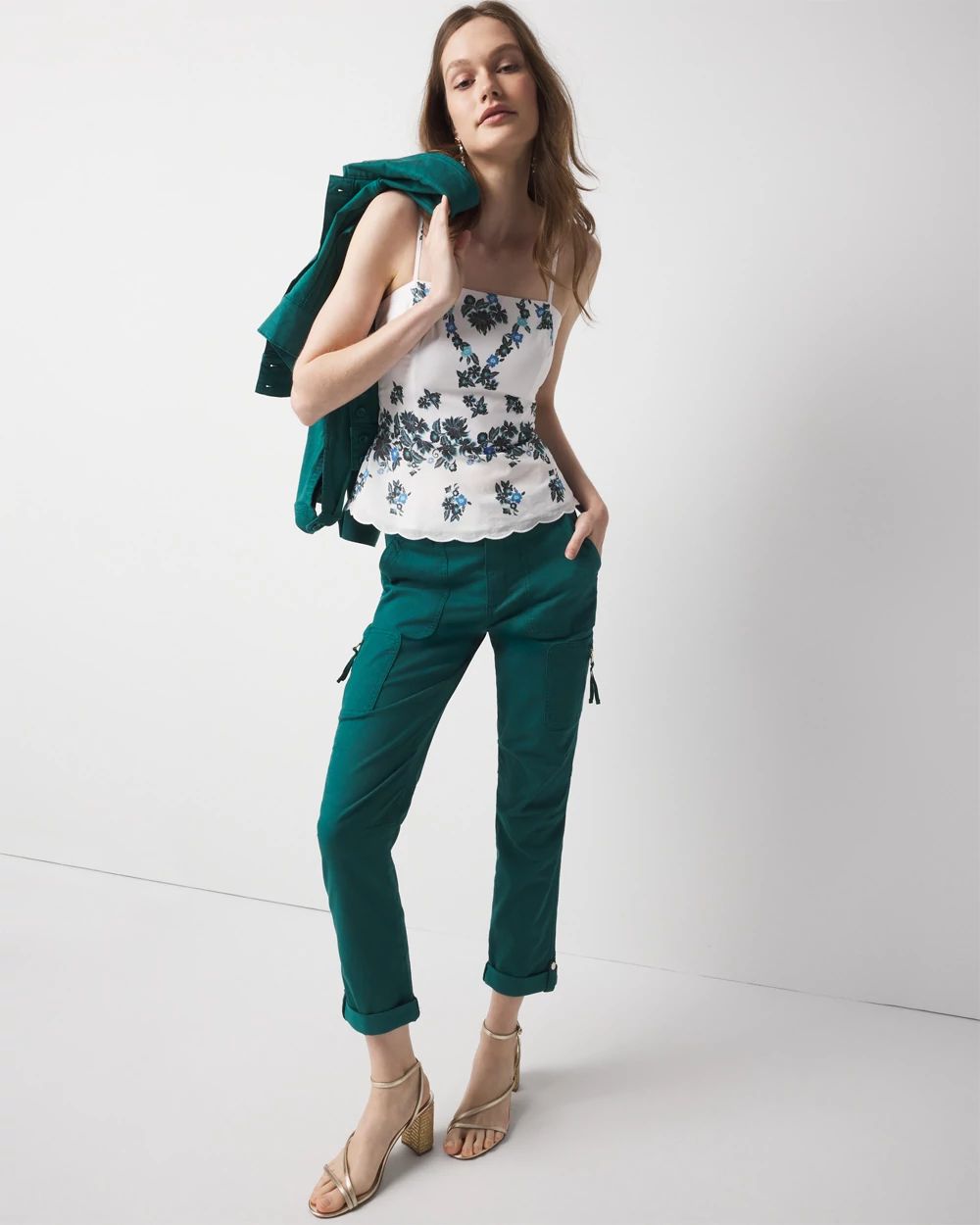 Petite Floral Scalloped Hem Top