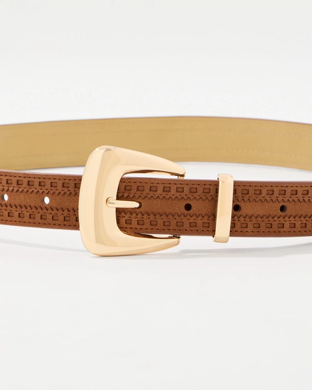 Brogue Detail Faux Suede Denim Belt click to view larger image.