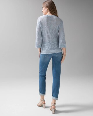 Pointelle Stitch 3/4 Sleeve Sweater