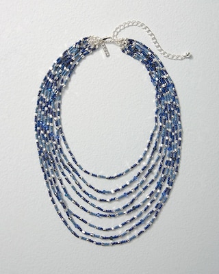 Denim Blue Multi-Strand Short Necklace click to view larger image.
