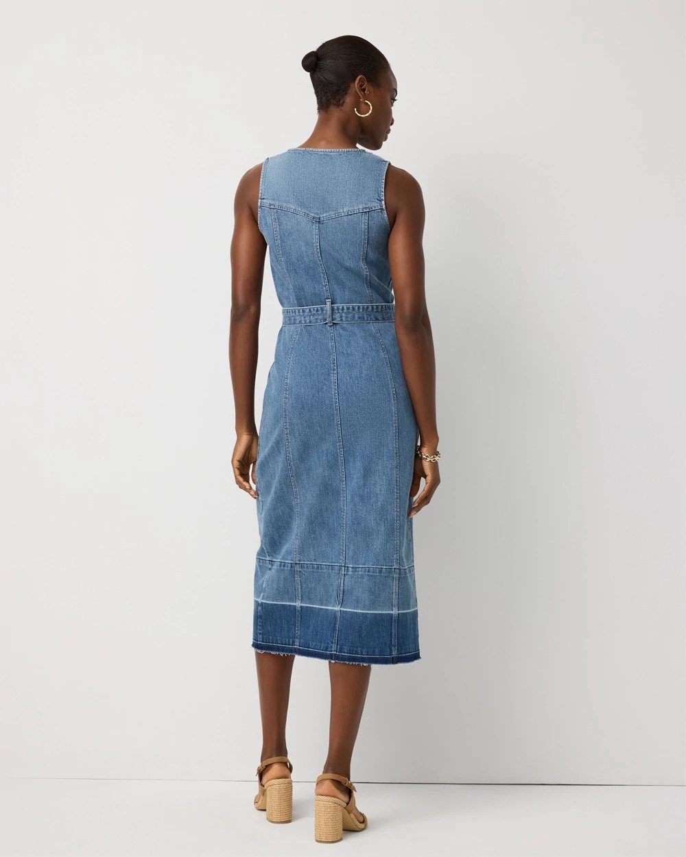 Belted Denim Midi Dress - image 4