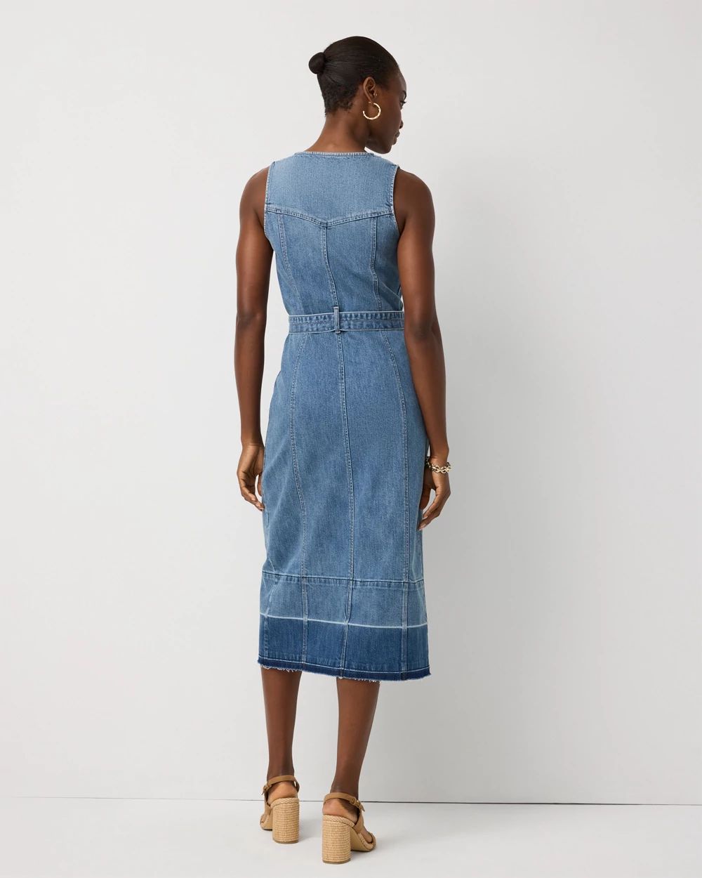 Belted Denim Midi Dress