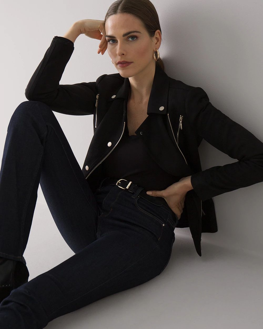 White house black market black leather jacket cheap