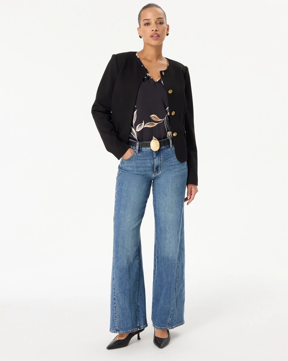 Petite High-Rise Twisted Seam Wide Leg Jeans