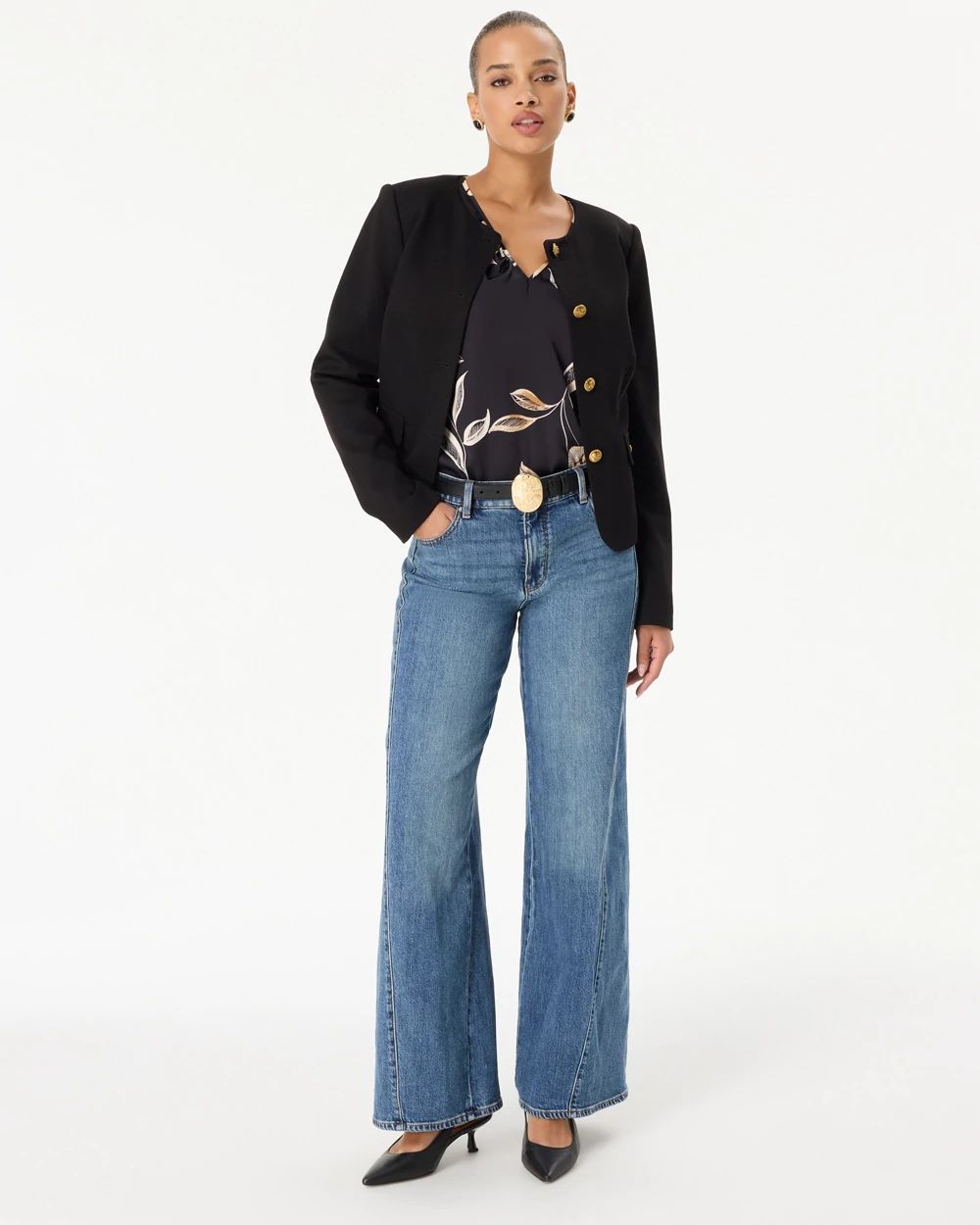 Petite High-Rise Wide Leg Jeans click to view larger image.