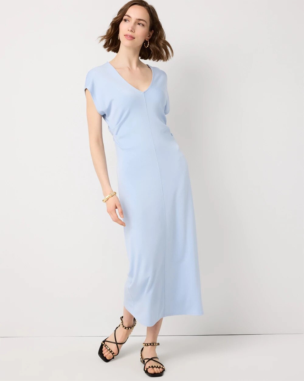 Gathered Waist Short Sleeve Midi Dress - image 5