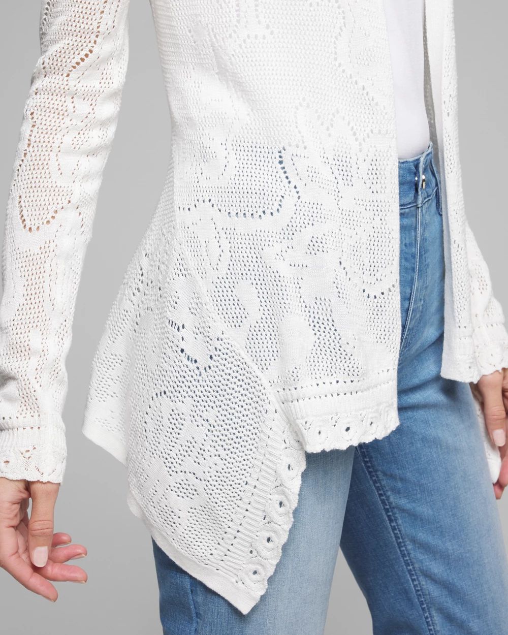 Outlet WHBM Pointelle Fly Away Cardigan click to view larger image.
