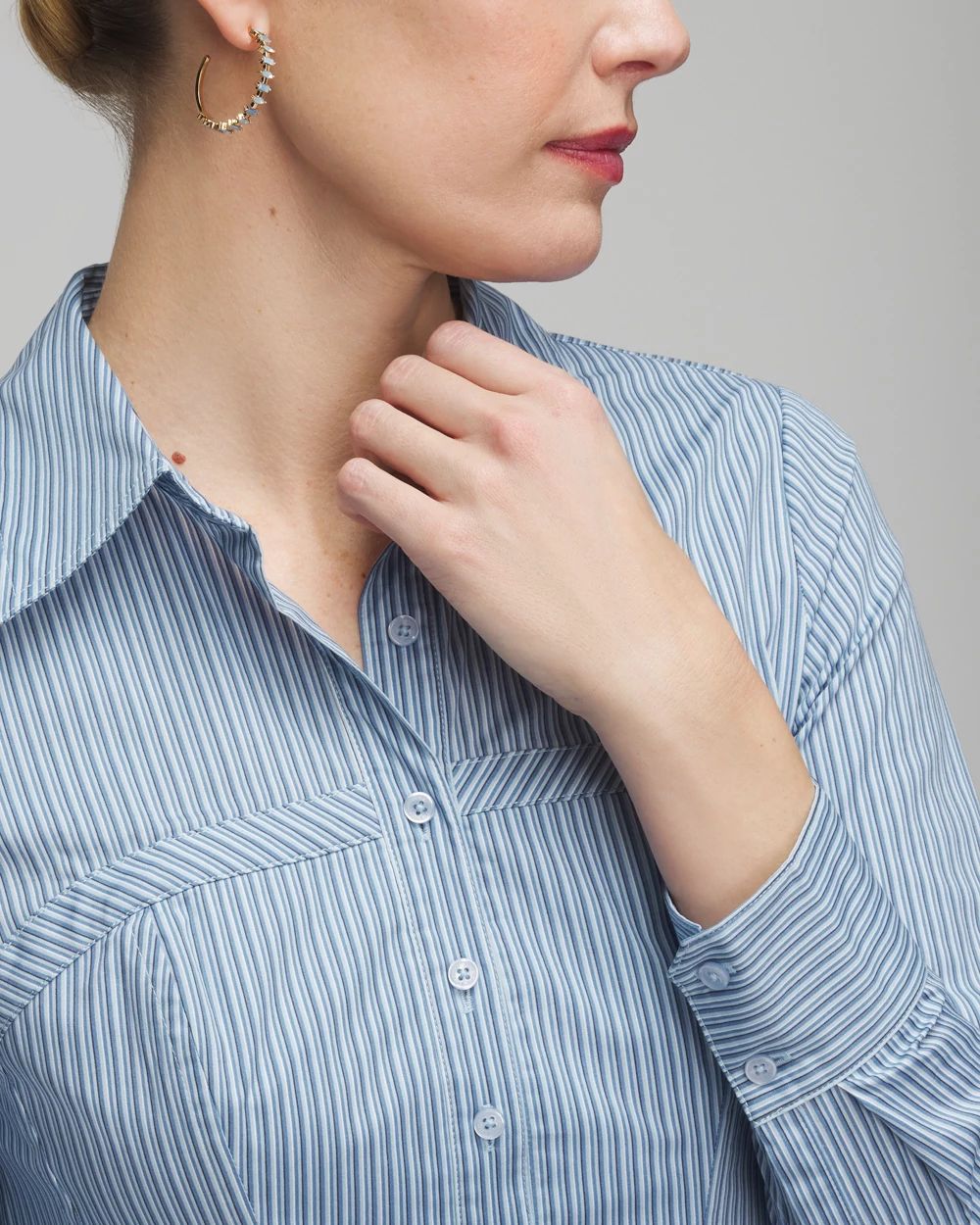 Long Sleeve Corset Poplin Shirt click to view larger image.