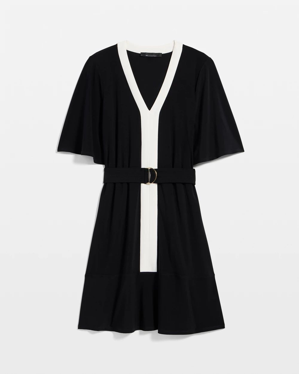 Women's Petite Matte Jersey Belted Kimono Dress in Black size XS | White House Black Market