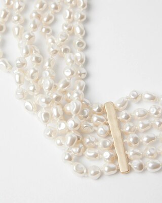 Goldtone and Faux Pearl Collar Necklace
