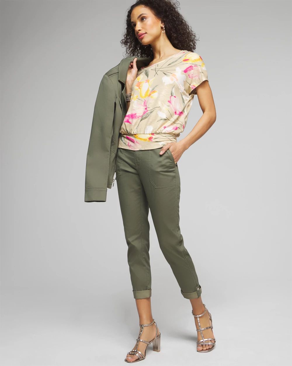 Outlet WHBM Ruched Hem Banded Bottom Top
