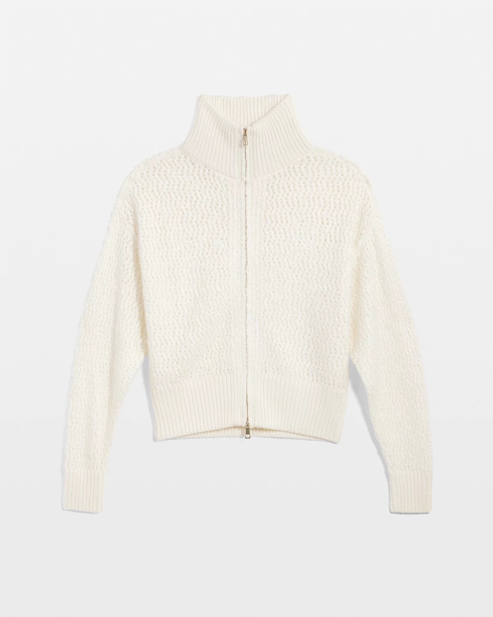 Wool-Blend Zip-Front Cardigan