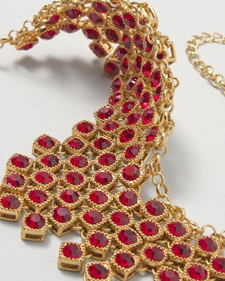 Red & Gold Waterfall Necklace click to view larger image.
