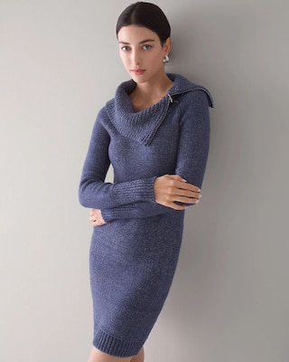 Zip Neck Sweater Dress click to view larger image.