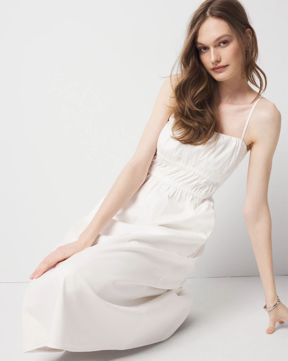 Poplin Tie Back Midi Dress