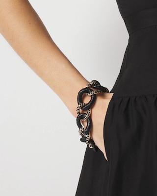Black Raffia + Crystal Link Bracelet