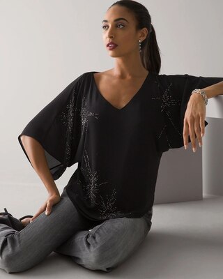 Embellished Kimono Sleeve Blouse