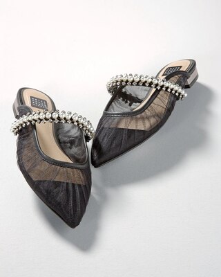Pearl & Mesh Low-Heel Mule