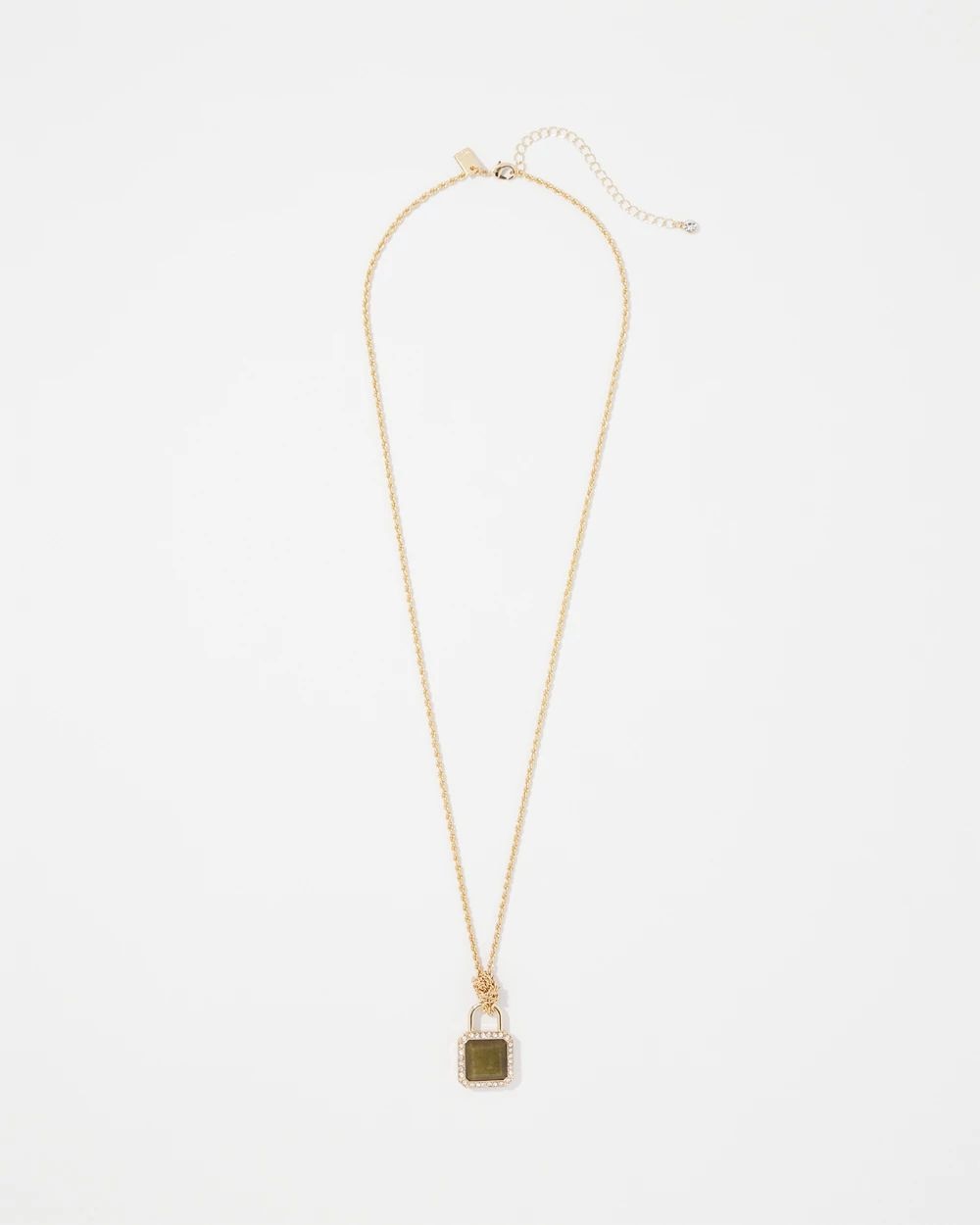 Jade Padlock Charm Necklace