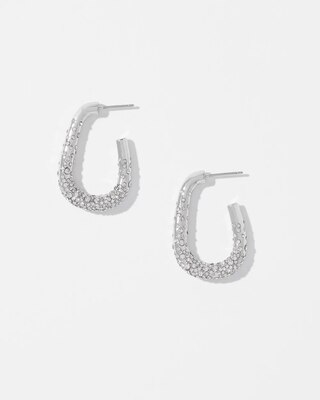 Silver Dusted Pave Hoop Earrings