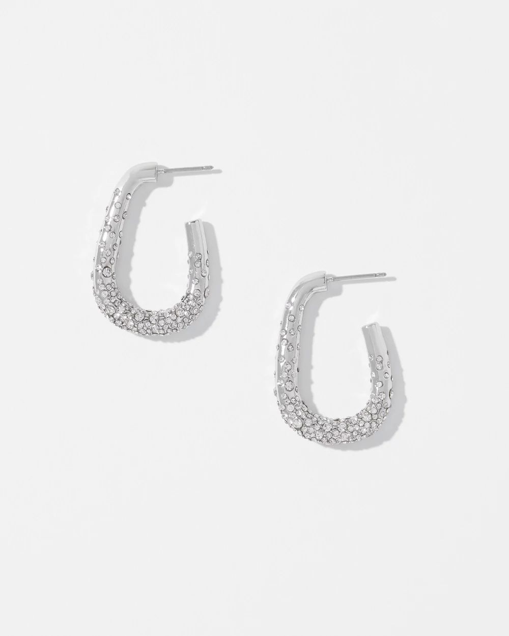 Silver Dusted Pave Hoop Earrings click to view larger image.