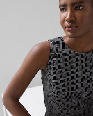 Sleeveless Crest Detail Fit & Flare Dress