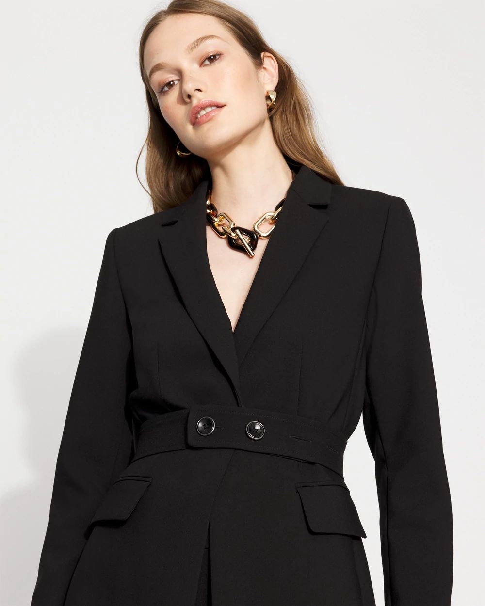 Belted One-Button Blazer