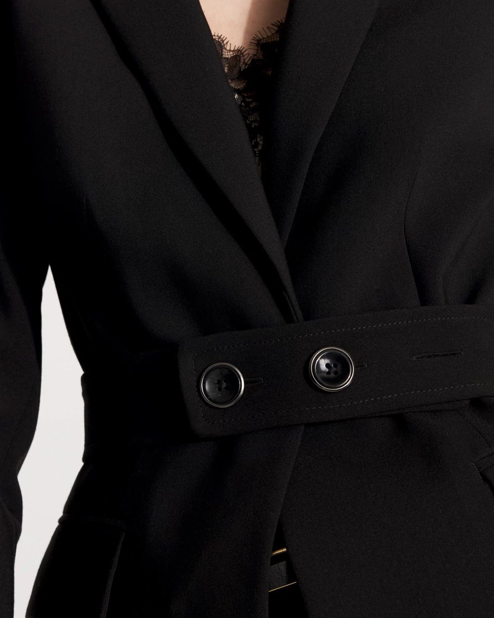 Belted One-Button Blazer