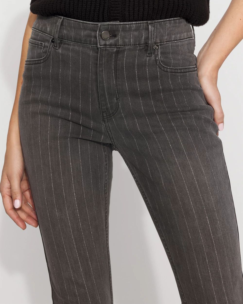 Lurex Pinstripe Mid-Rise Skinny Jean