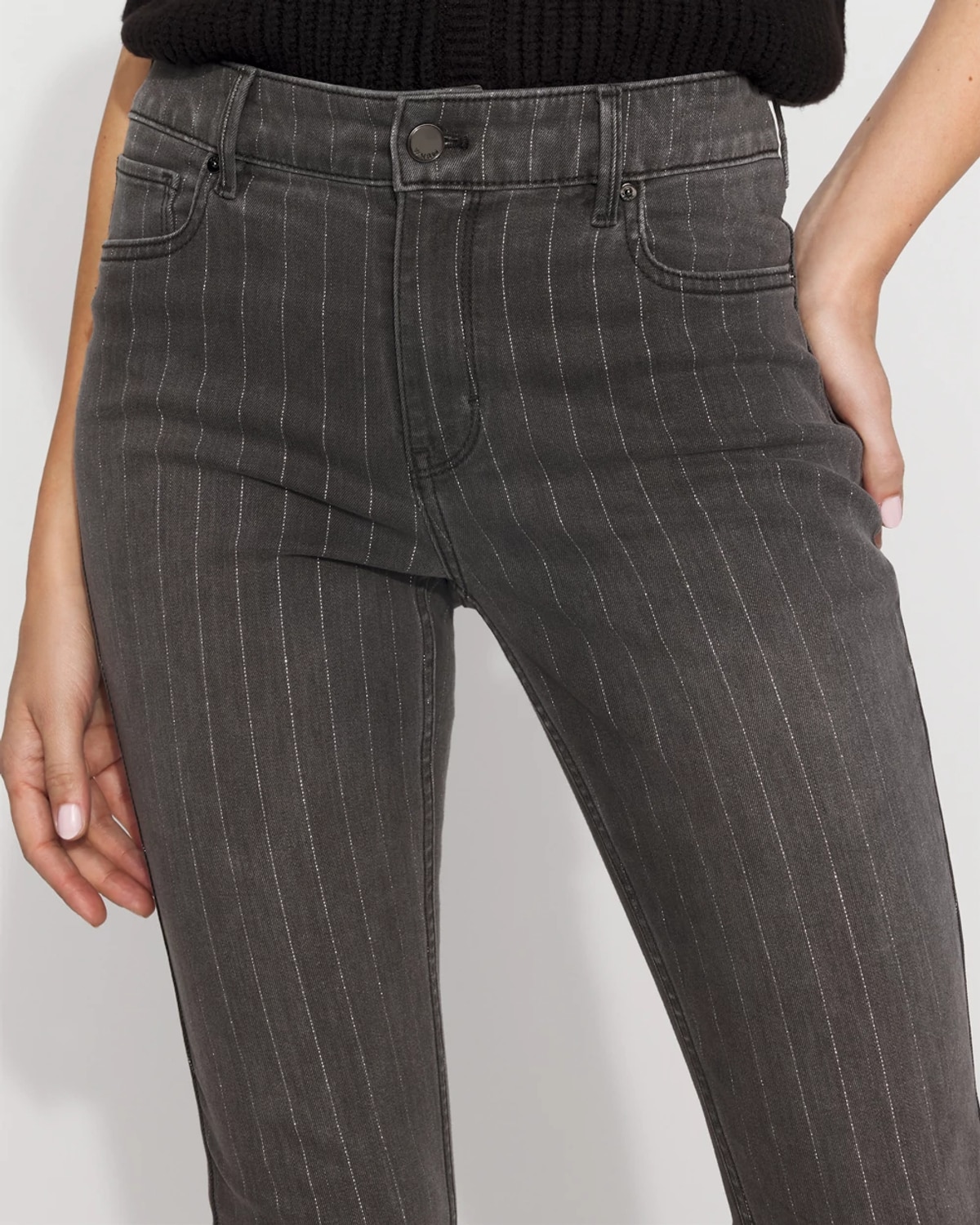 White House Black Market Lurex Pinstripe Mid-rise Skinny Jeans