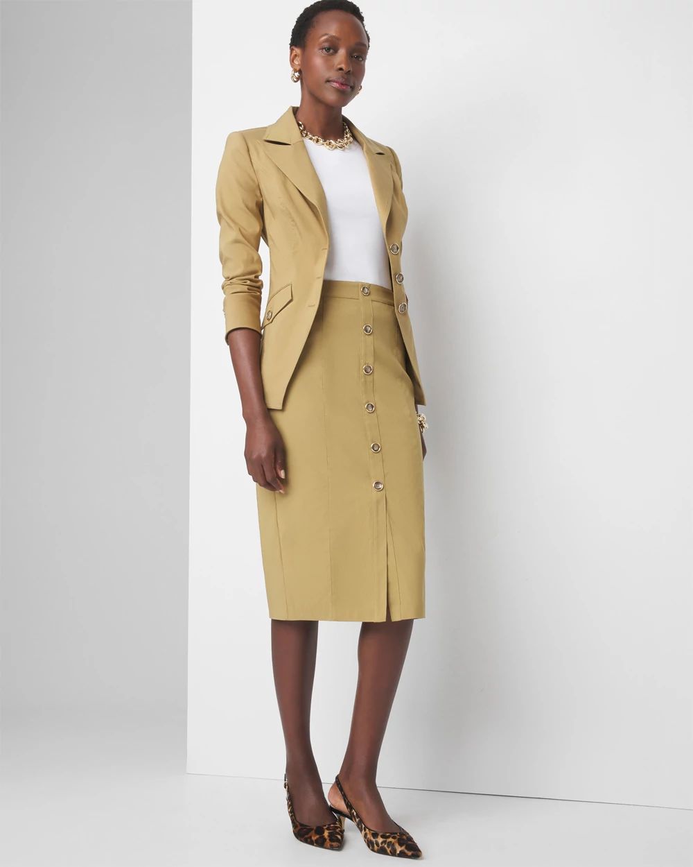 Petite Utility Button Skirt
