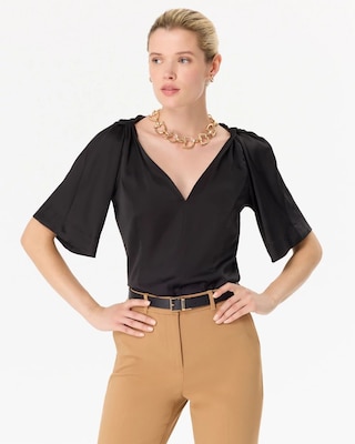 Satin Twist-Shoulder Top