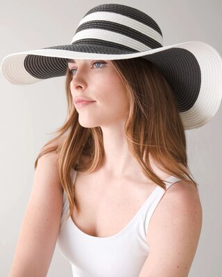Stripe Floppy Straw Hat