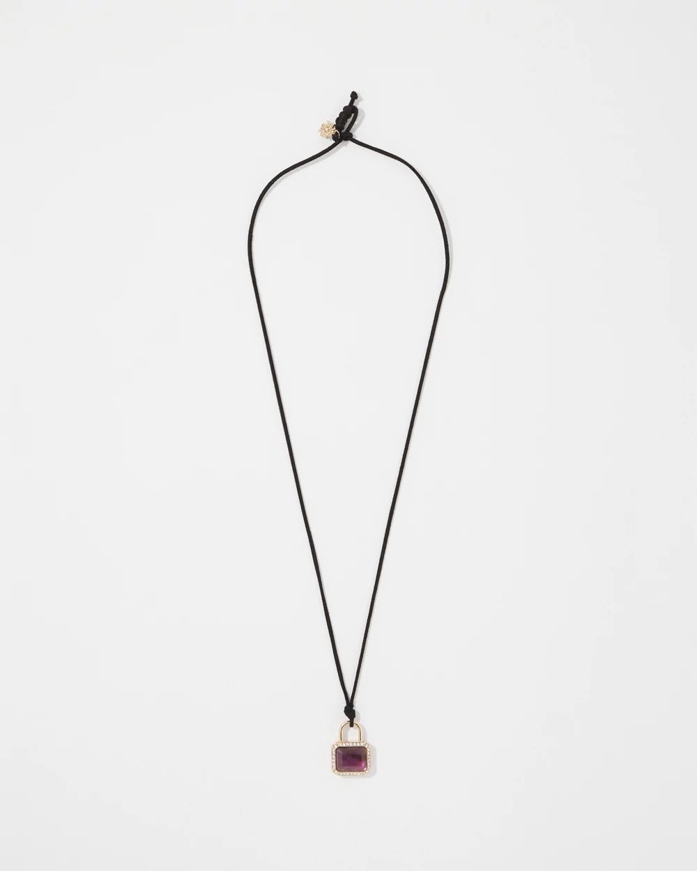 Amethyst Padlock Charm Necklace