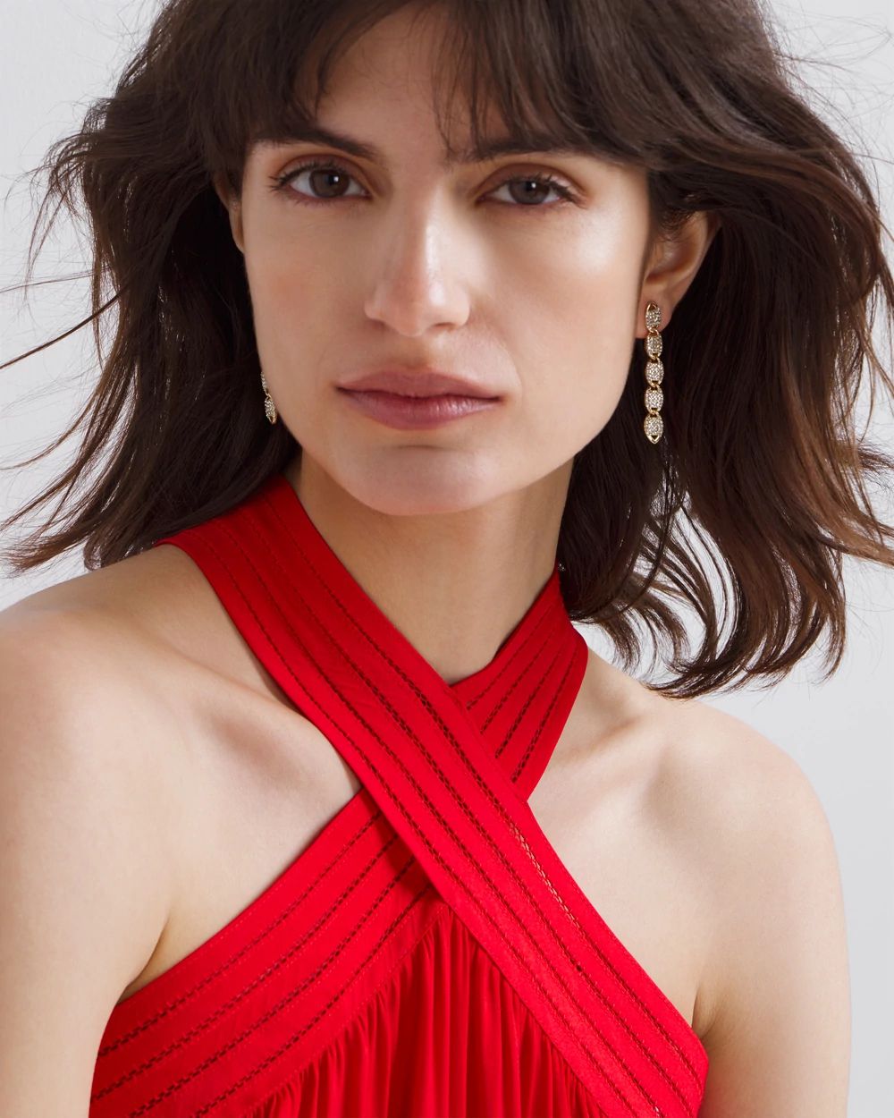 Gold Pave Chain Earrings